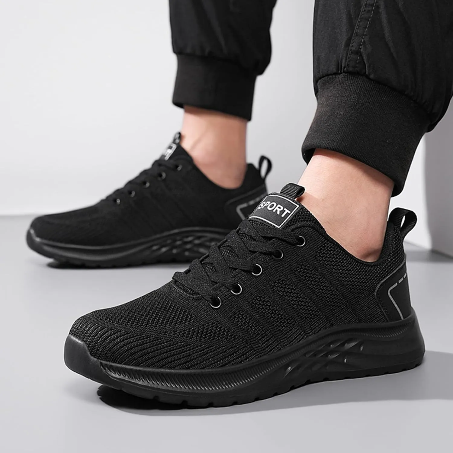 Arch Support Walking Shoes for Men Lightweight Breathable Walking Shoe Gym Tennis Soft Flat Soled Elderly Shoes