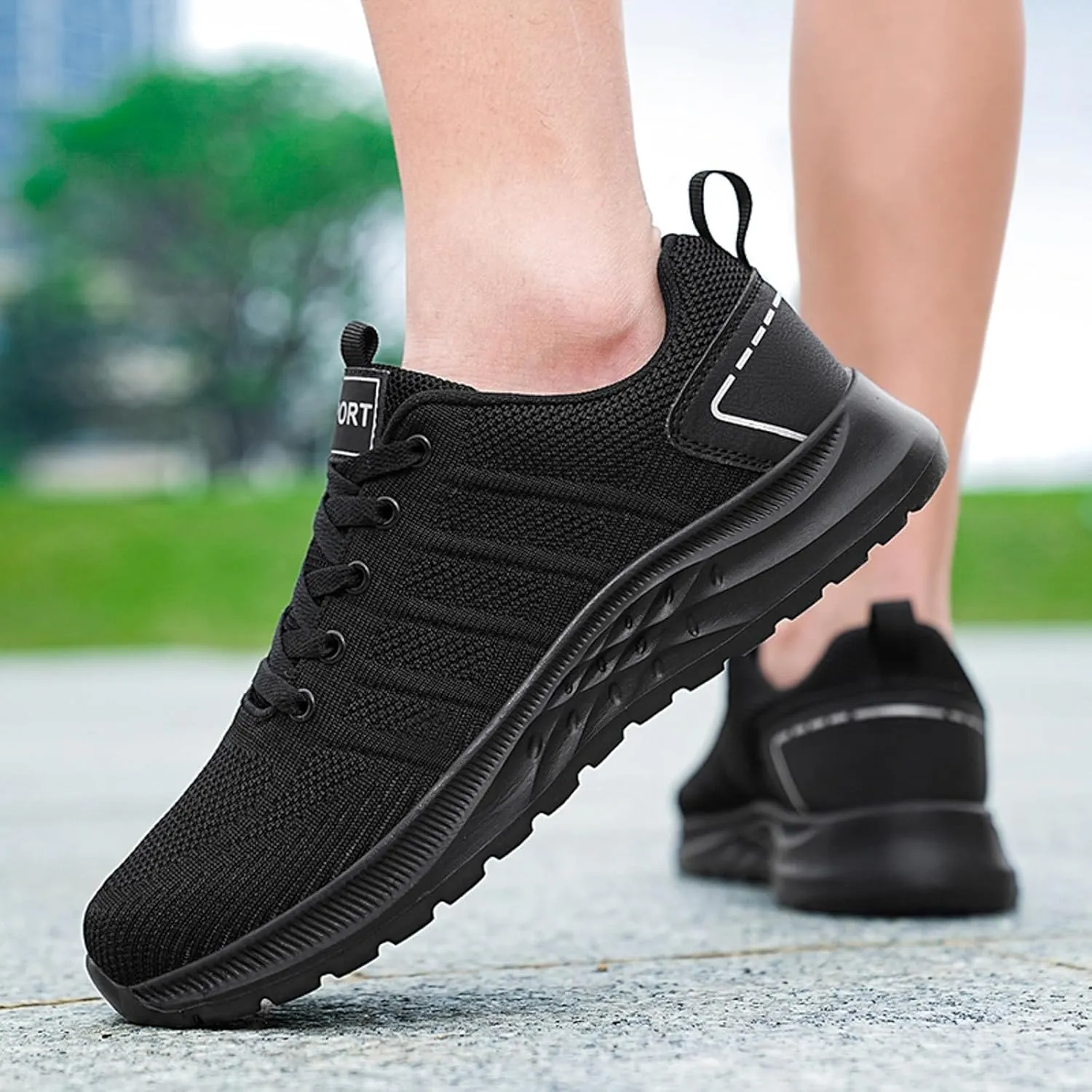 Arch Support Walking Shoes for Men Lightweight Breathable Walking Shoe Gym Tennis Soft Flat Soled Elderly Shoes
