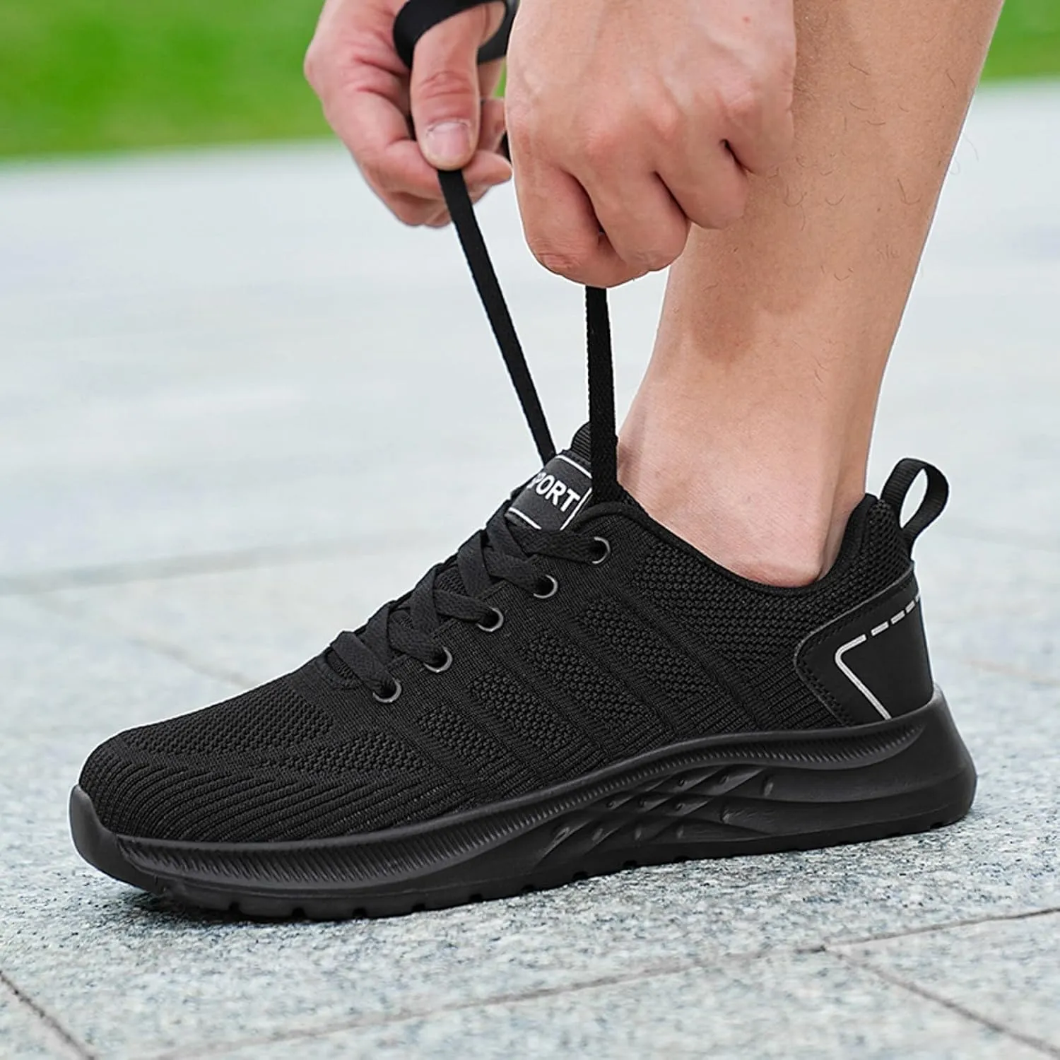 Arch Support Walking Shoes for Men Lightweight Breathable Walking Shoe Gym Tennis Soft Flat Soled Elderly Shoes