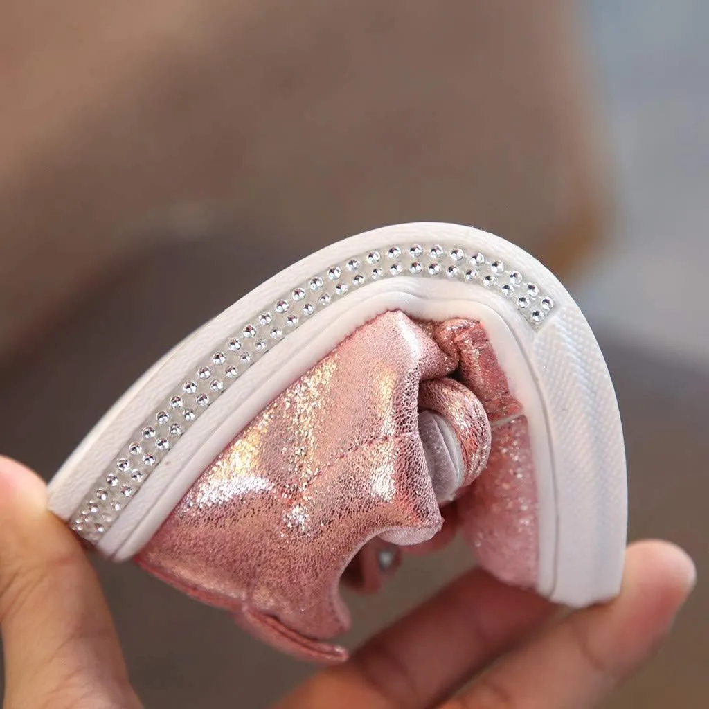 Baby Leather Shoes, Children Baby Girls Boys Bling Sequins Bowknot Crystal Run Sport Sneakers Shoes