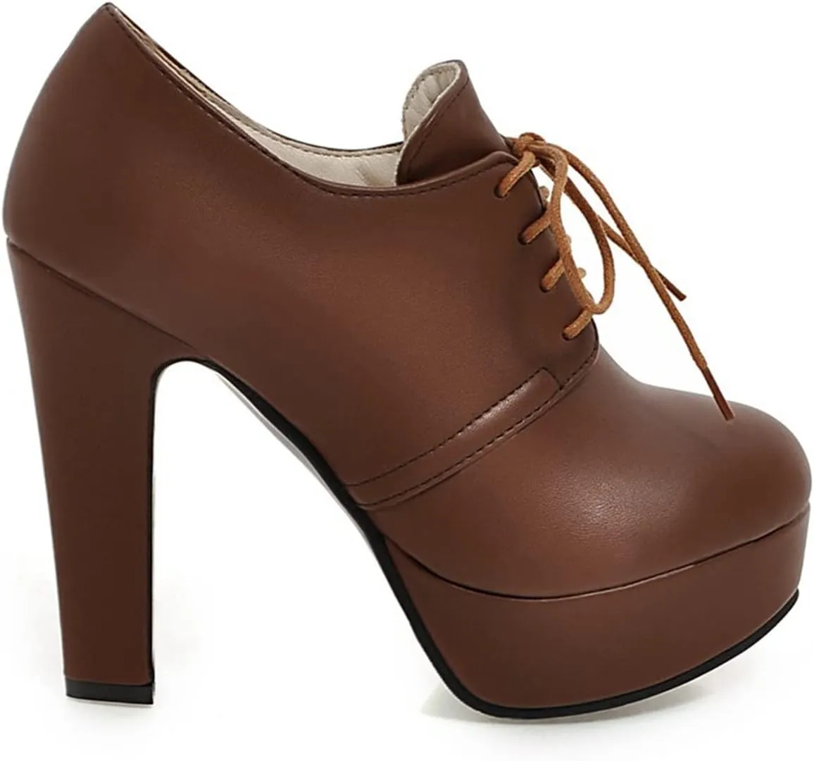 Betastella Women's Chunky Platform Booties Lace Up High Block Heel Ankle Boots