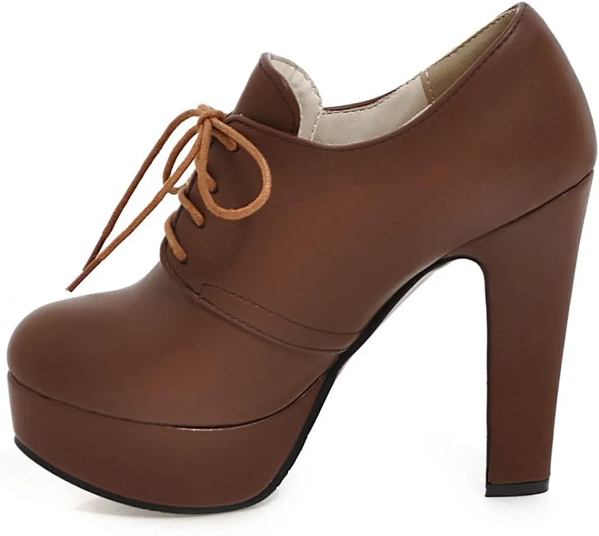 Betastella Women's Chunky Platform Booties Lace Up High Block Heel Ankle Boots