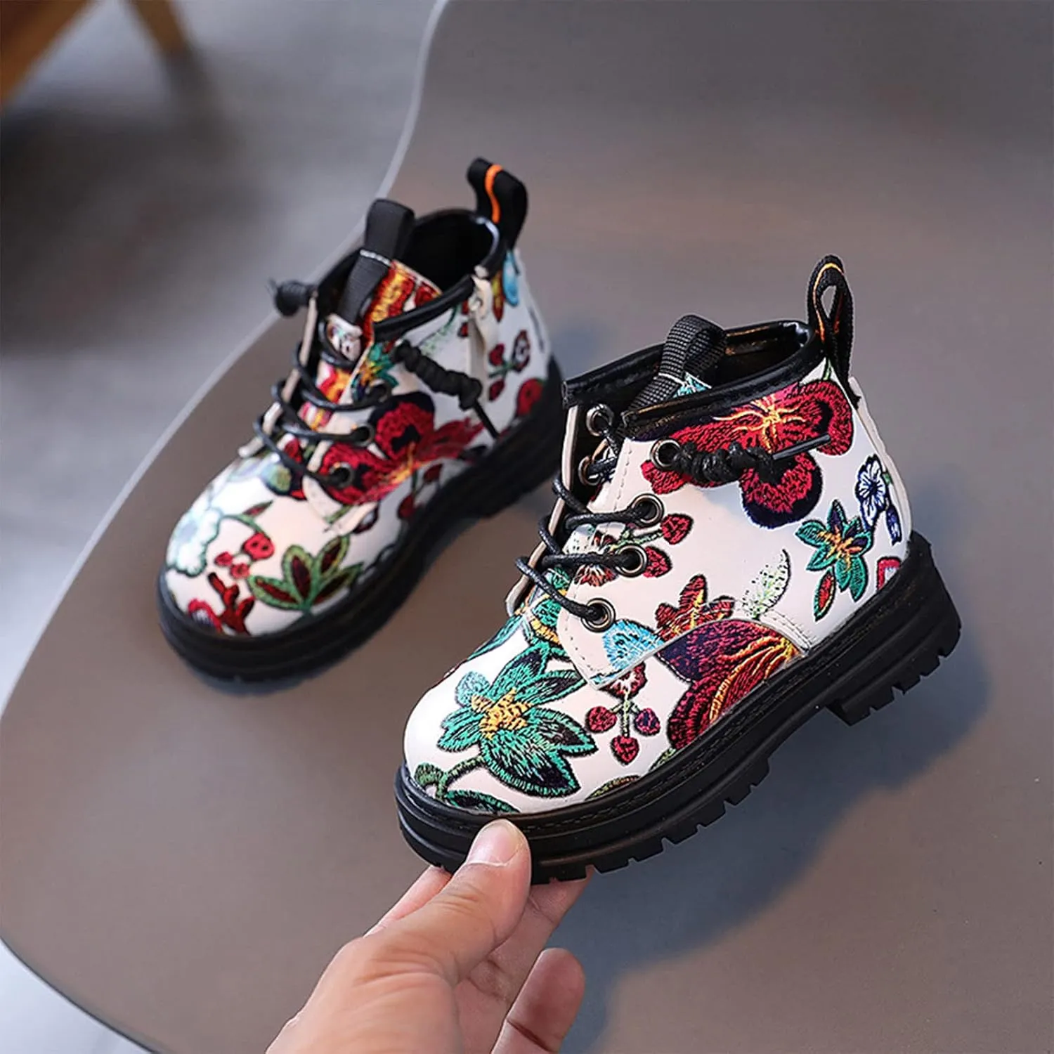 Boy's Girl's Boots Bright Color Toddler Kids Ankle Boots Waterproof Lace Up Casual Outdoor Hiking Ankle Boots