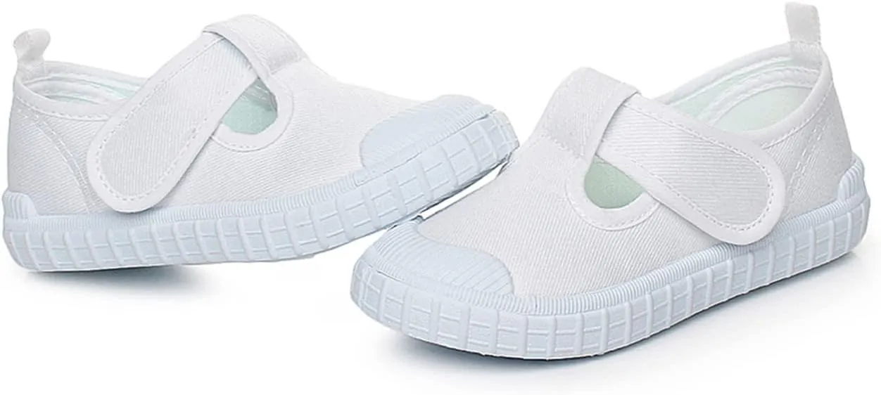 Boy's Girl's Classic Canvas T-Strap Fashion Sneaker Skate Tennis Shoes