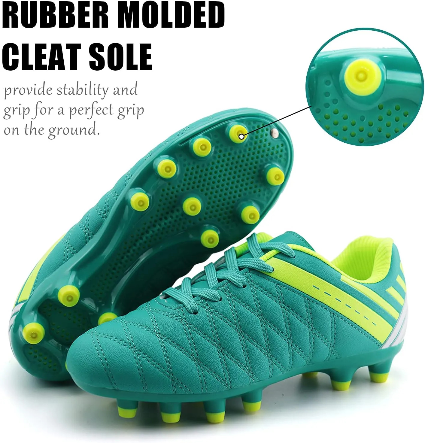 brooman Kids Athletic Soccer Cleats Boys Girls Outdoor Firm Ground Football Shoes