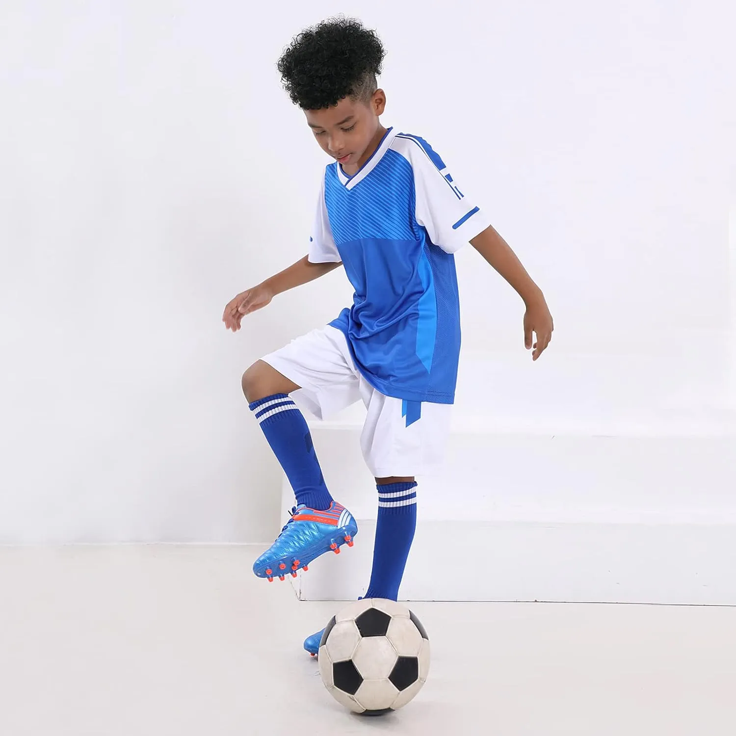 brooman Kids Athletic Soccer Cleats Boys Girls Outdoor Firm Ground Football Shoes