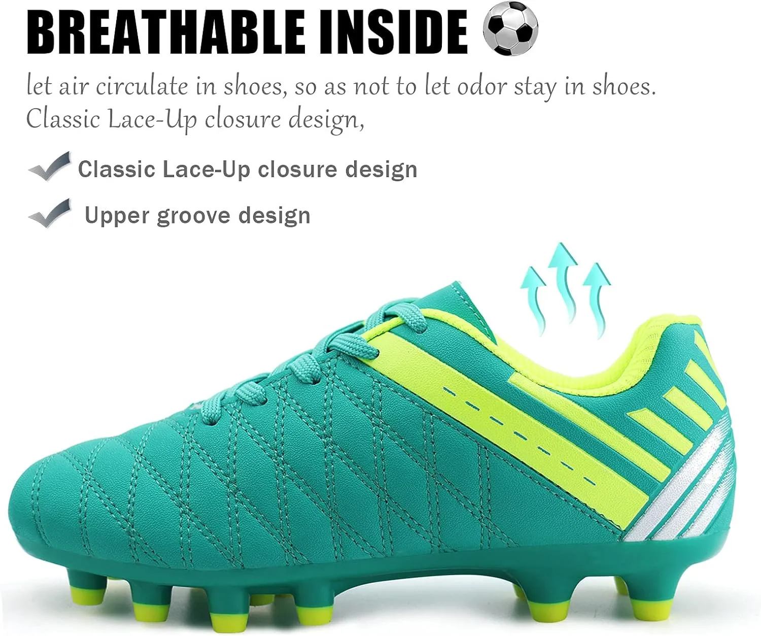 brooman Kids Athletic Soccer Cleats Boys Girls Outdoor Firm Ground Football Shoes