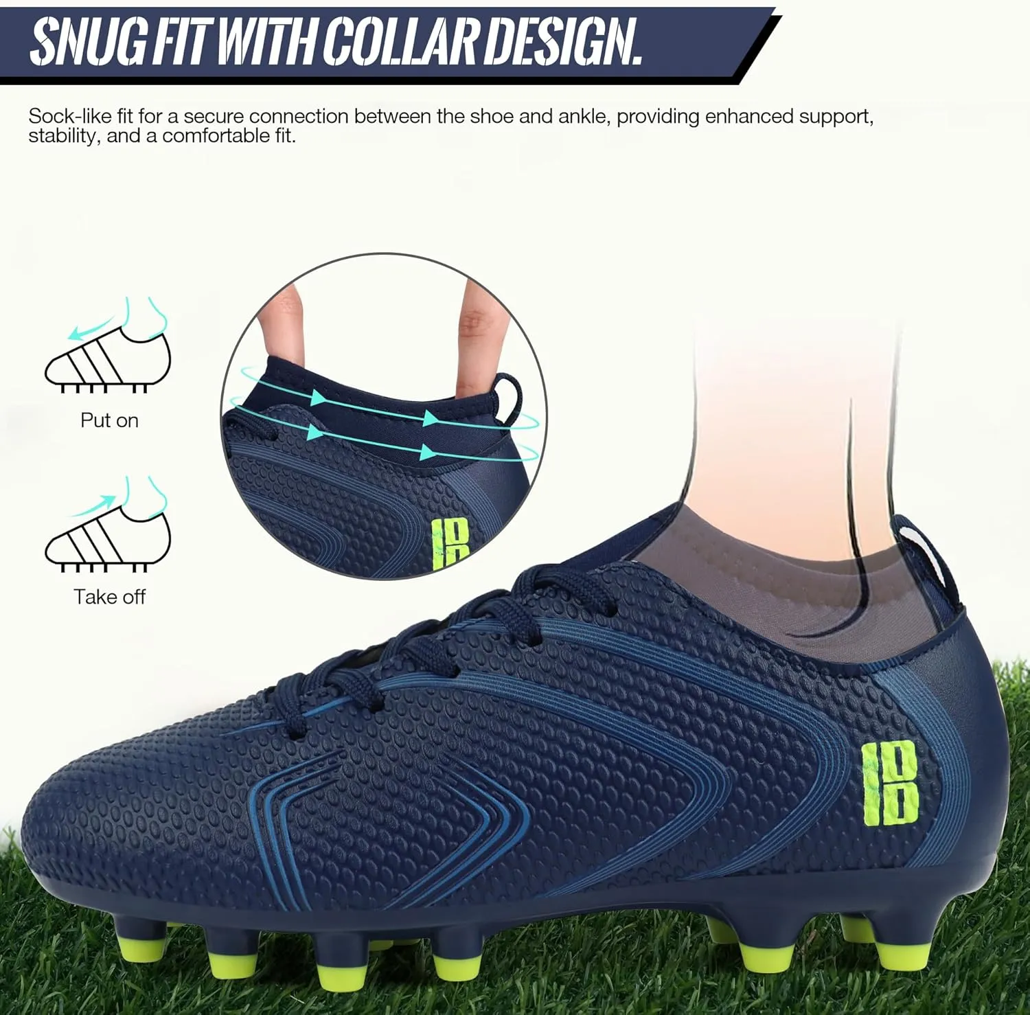 brooman Kids Firm Ground Soccer Cleats Boys Girls Outdoor Football Shoes