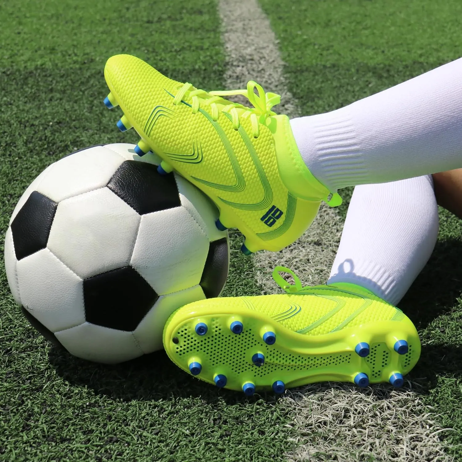 brooman Kids Firm Ground Soccer Cleats Boys Girls Outdoor Football Shoes
