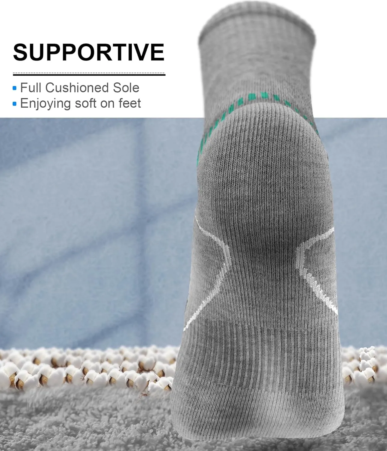 BULLIANT Men Athletic Socks, Compression Sports Crew Socks Cushioned For Men Outdoor Running Hiking-Arch Compression Support