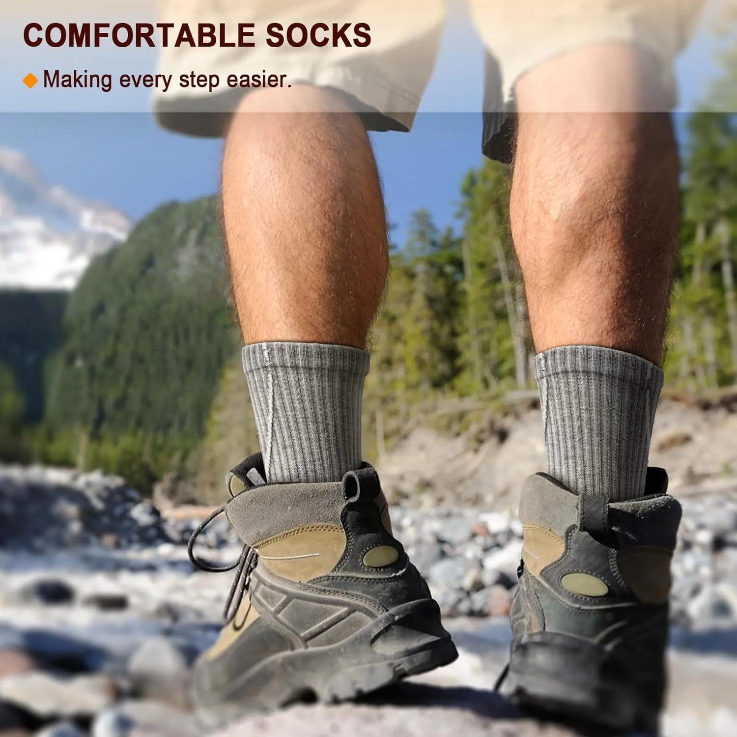 BULLIANT Men Athletic Socks, Compression Sports Crew Socks Cushioned For Men Outdoor Running Hiking-Arch Compression Support