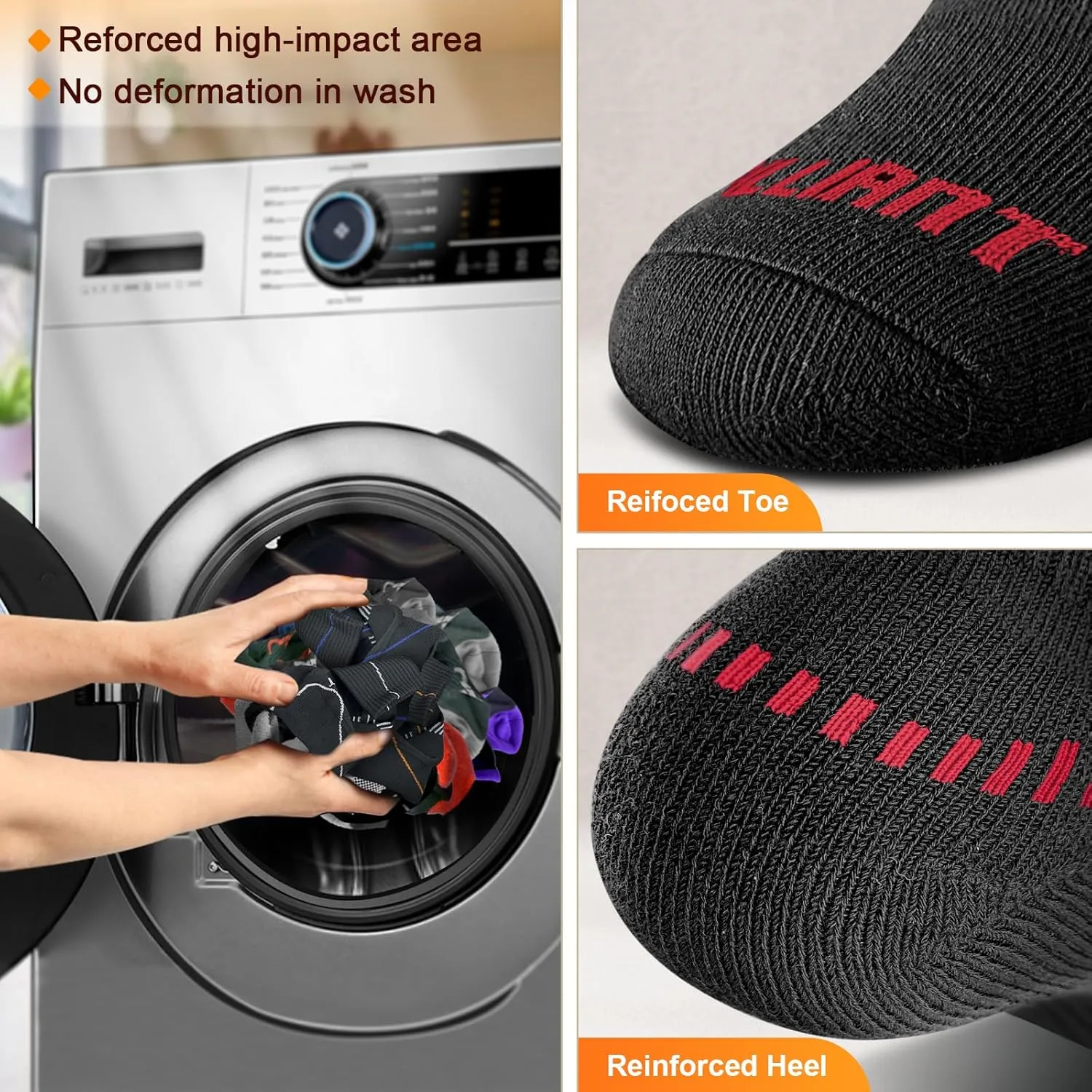BULLIANT Men Athletic Socks, Compression Sports Crew Socks Cushioned For Men Outdoor Running Hiking-Arch Compression Support