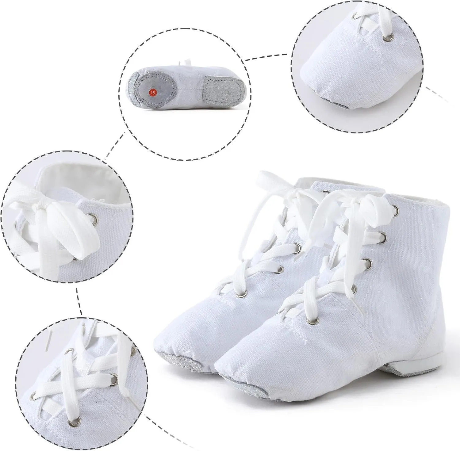 Canvas Lace-up Dance Shoes Flat Practice Jazz Dancing Boots for Girl Boy Split-Sole Dance Ballet Sneakers Shoes
