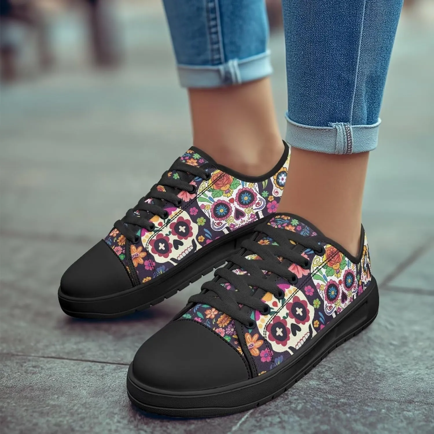 Canvas Shoes for Women Classic Slip On Tennis Shoes Lace Up Low Top Design Sneakers