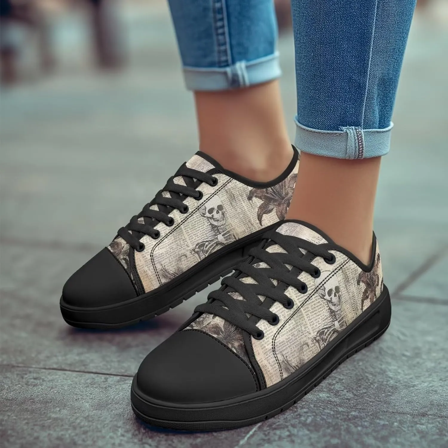 Canvas Shoes for Women Classic Slip On Tennis Shoes Lace Up Low Top Design Sneakers