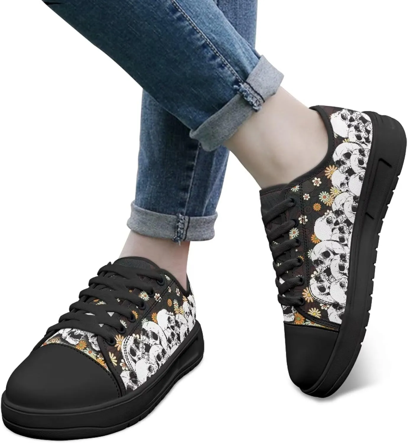 Canvas Shoes for Women Classic Slip On Tennis Shoes Lace Up Low Top Design Sneakers