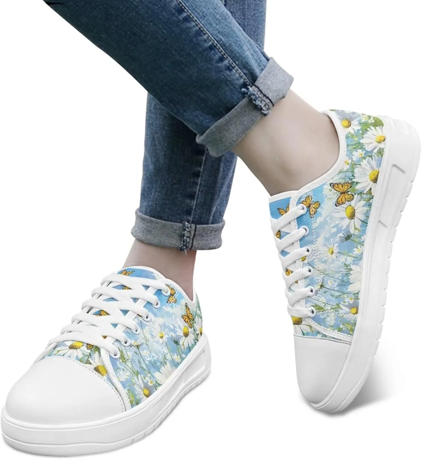 Classic Canvas Shoes Womens Platform Sneakers Low Top Lace Up Casual Tennis Athletic Shoe