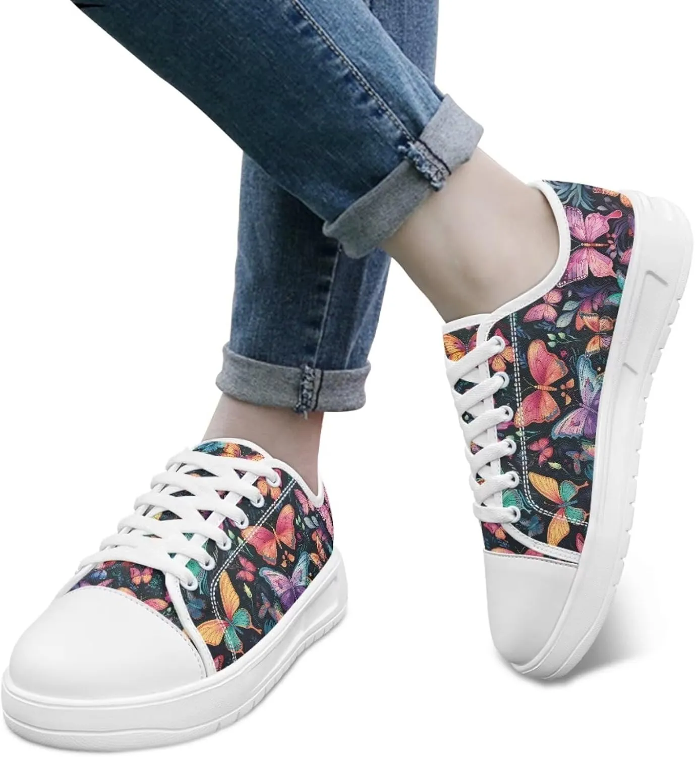 Classic Canvas Shoes Womens Platform Sneakers Low Top Lace Up Casual Tennis Athletic Shoe