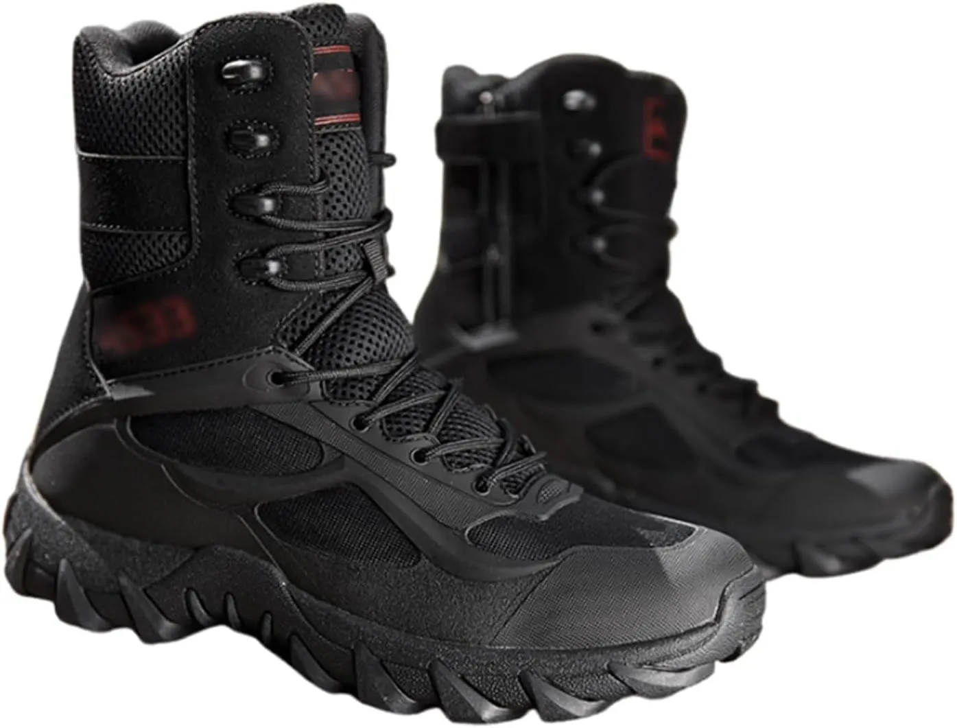 Combat Boots Men, Men's Side Zipper Lace Up Waterproof High Top Outdoor Tactical Boots, Outdoor Army Hunting Jungle Hiking Boots, for Tactical, Military, Hunting, Motorcycle