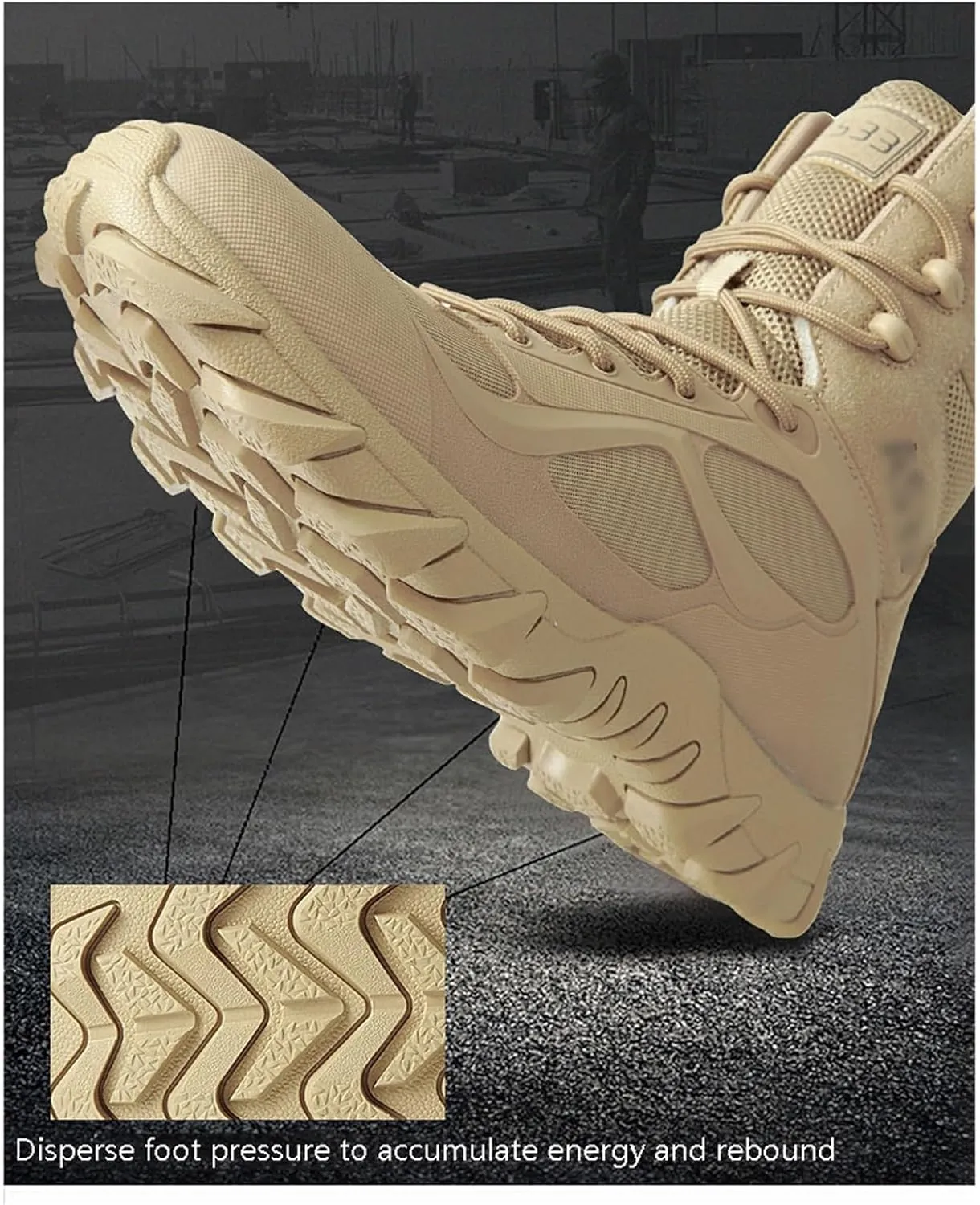 Combat Boots Men, Men's Side Zipper Lace Up Waterproof High Top Outdoor Tactical Boots, Outdoor Army Hunting Jungle Hiking Boots, for Tactical, Military, Hunting, Motorcycle