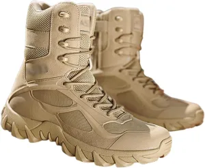 Combat Boots Men, Men's Side Zipper Lace Up Waterproof High Top Outdoor Tactical Boots, Outdoor Army Hunting Jungle Hiking Boots, for Tactical, Military, Hunting, Motorcycle