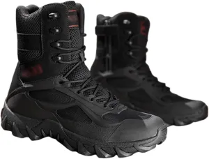 Combat Boots Men, Men's Side Zipper Lace Up Waterproof High Top Outdoor Tactical Boots, Outdoor Army Hunting Jungle Hiking Boots, for Tactical, Military, Hunting, Motorcycle