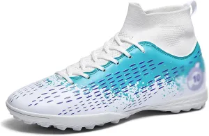 DHAEY Football Shoes for Men Women Lace-Up High Top TF Comfortable for Adult Sneakers Soccer Shoes Professional Competition Training Shoes (Color : B, Size : 8 Women/6.5 Men)