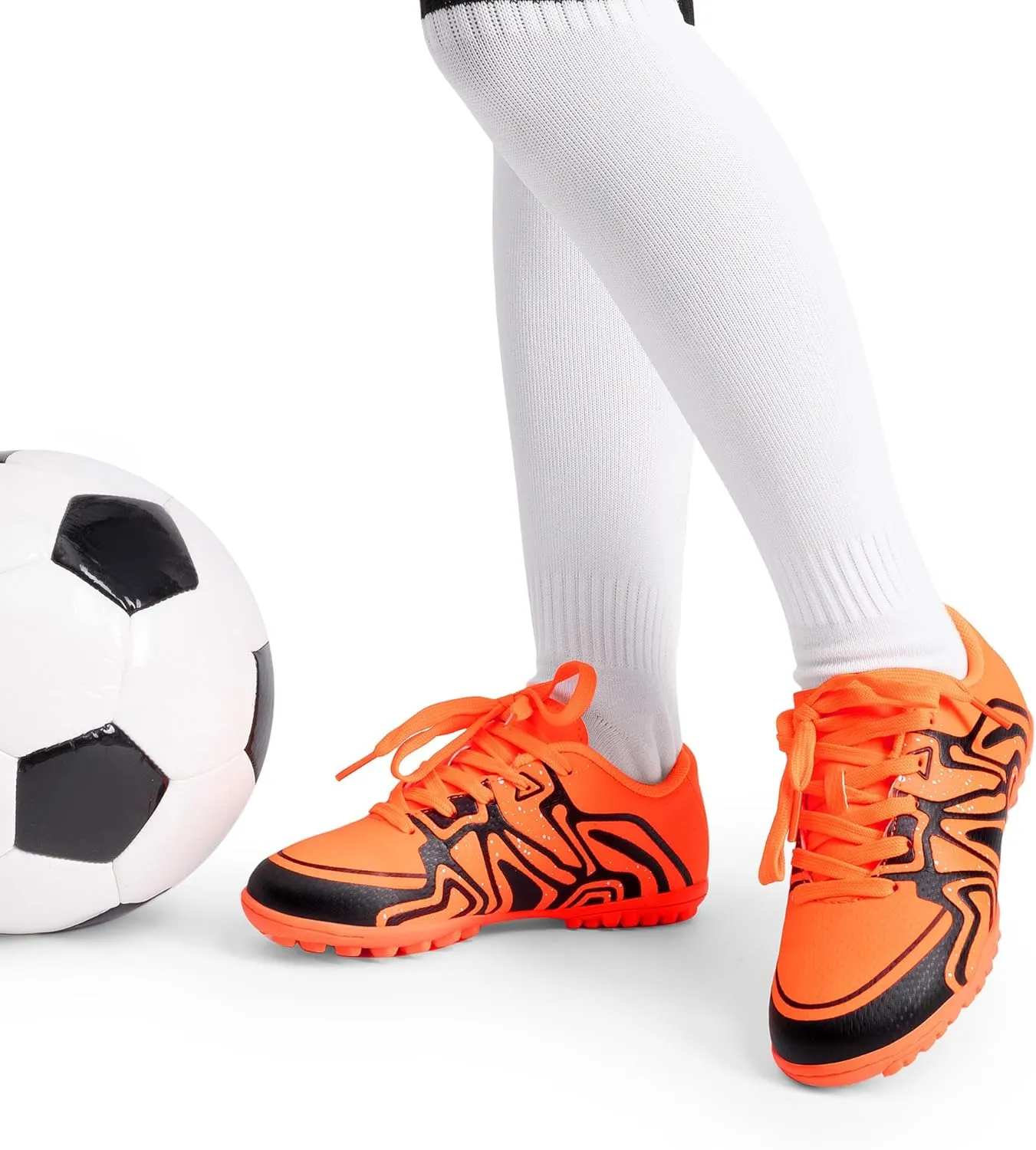 DREAM PAIRS Boys Girls Indoor Turf Soccer Cleats Lace Up Athletic Youth Futsal Football Shoes for Little/Big Kid