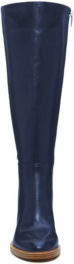 FOWT Women Round Toe Knee High Boots Stable Wedge High Heel Boots Side Zipper Daily Fall Winter Shoes Size 4-16 US