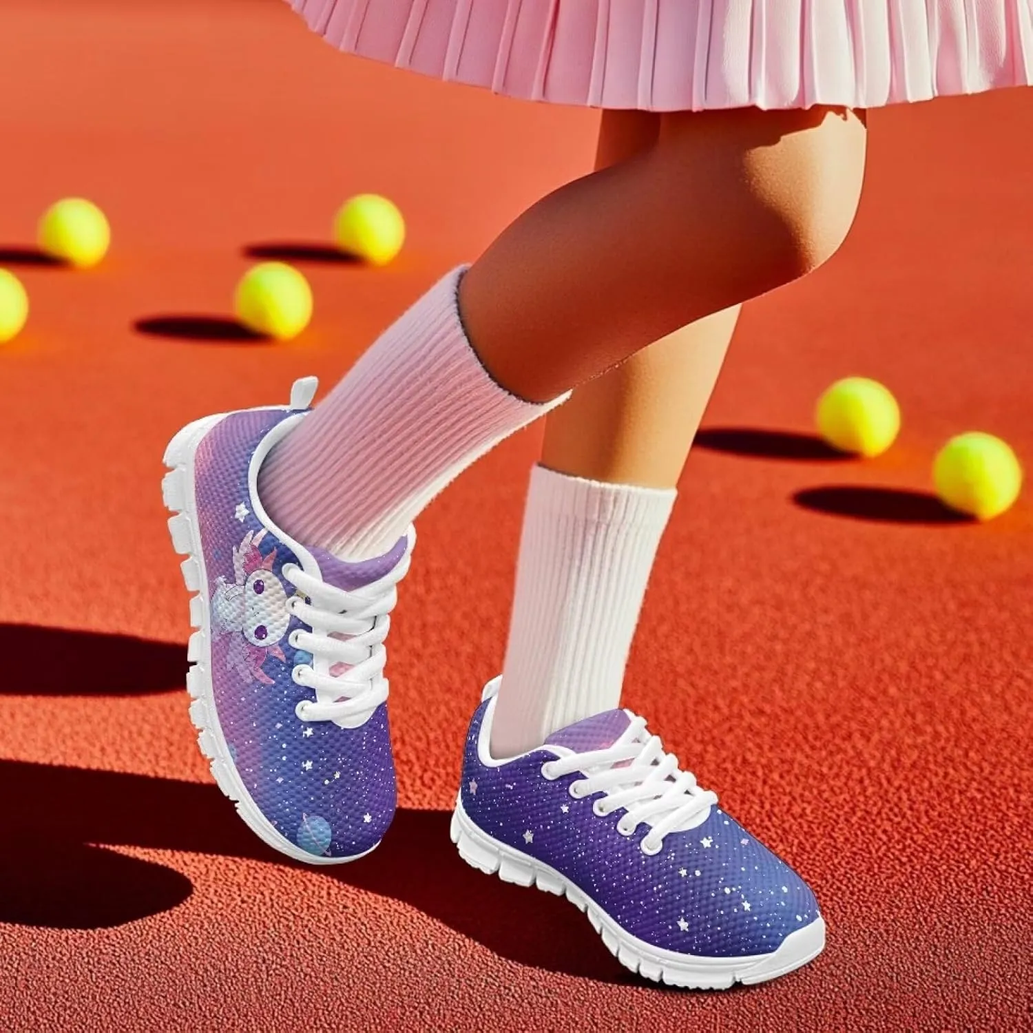 Girls Running Sports Shoes Breathable School Athletic Shoes for Little Girl