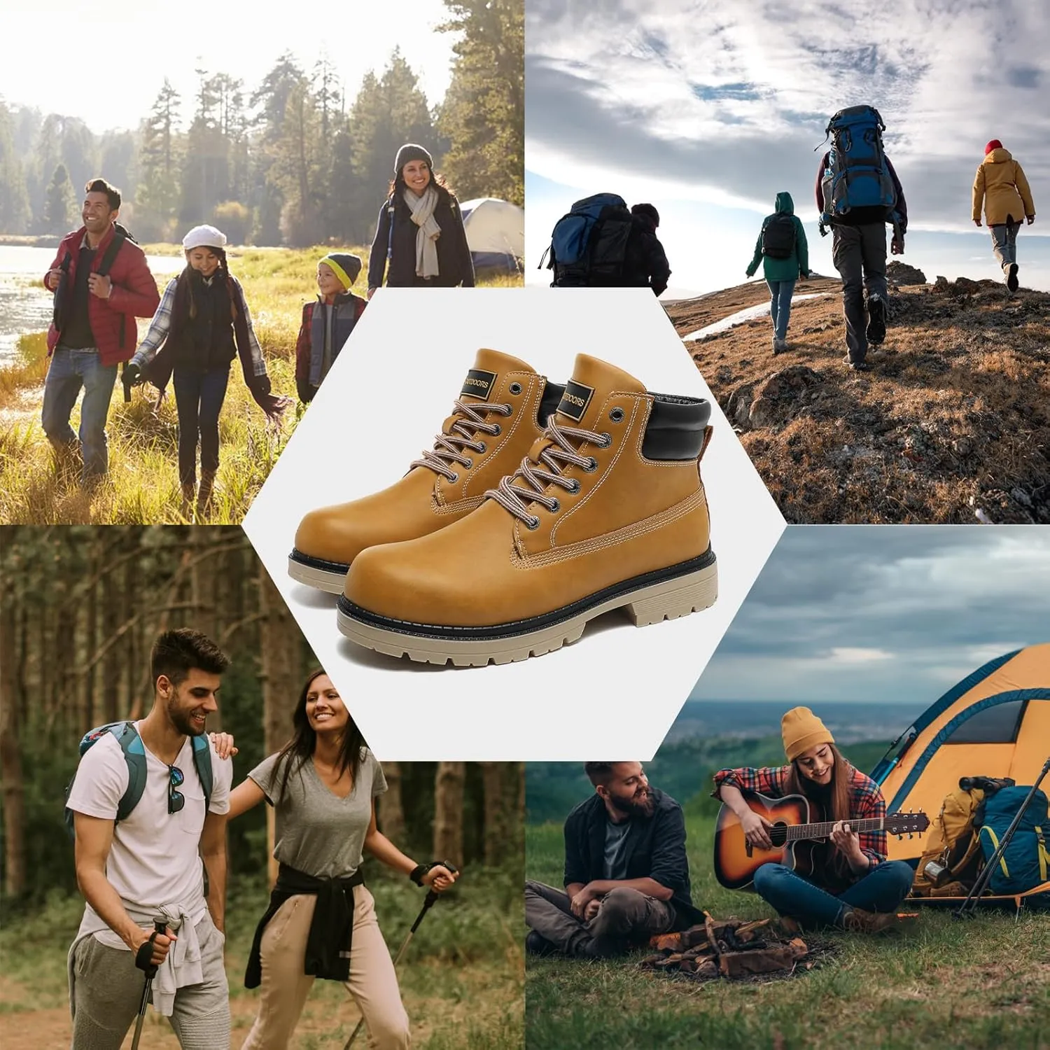 JSWEI Hiking Boots for Men and Women Comfortable Casual Chukka Boots - Outdoor Oxford & Derby Waterproof Lightweight Lace up Resistant Walking Ankle