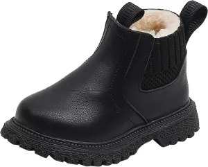 Kids Girls Ankle Bootie Side Zipper Short Suede Booties Slip on Faux Leather Booties Side Zip Low Heels Little Big Kid