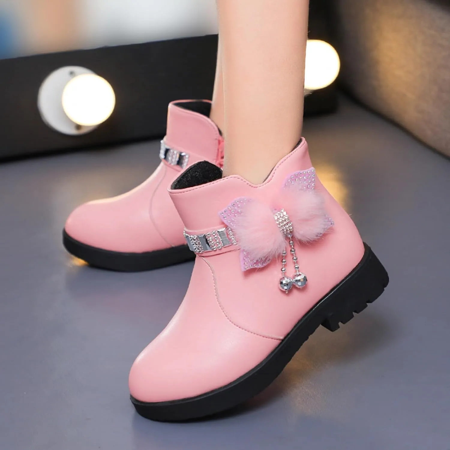 Kids Little Big Girls Boots Lace-Up/Zipper Outdoor Ankle Shoes Ankle Boots Toddler Winter boots Size 2 3 4 5 6 7 8