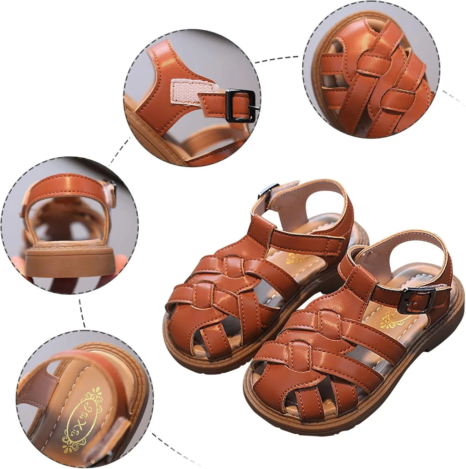 Kids Sandals for Girls Girls Sandals Toddler Little Kid Closed Toe T Strap Flats Kids Comfortable Sandals