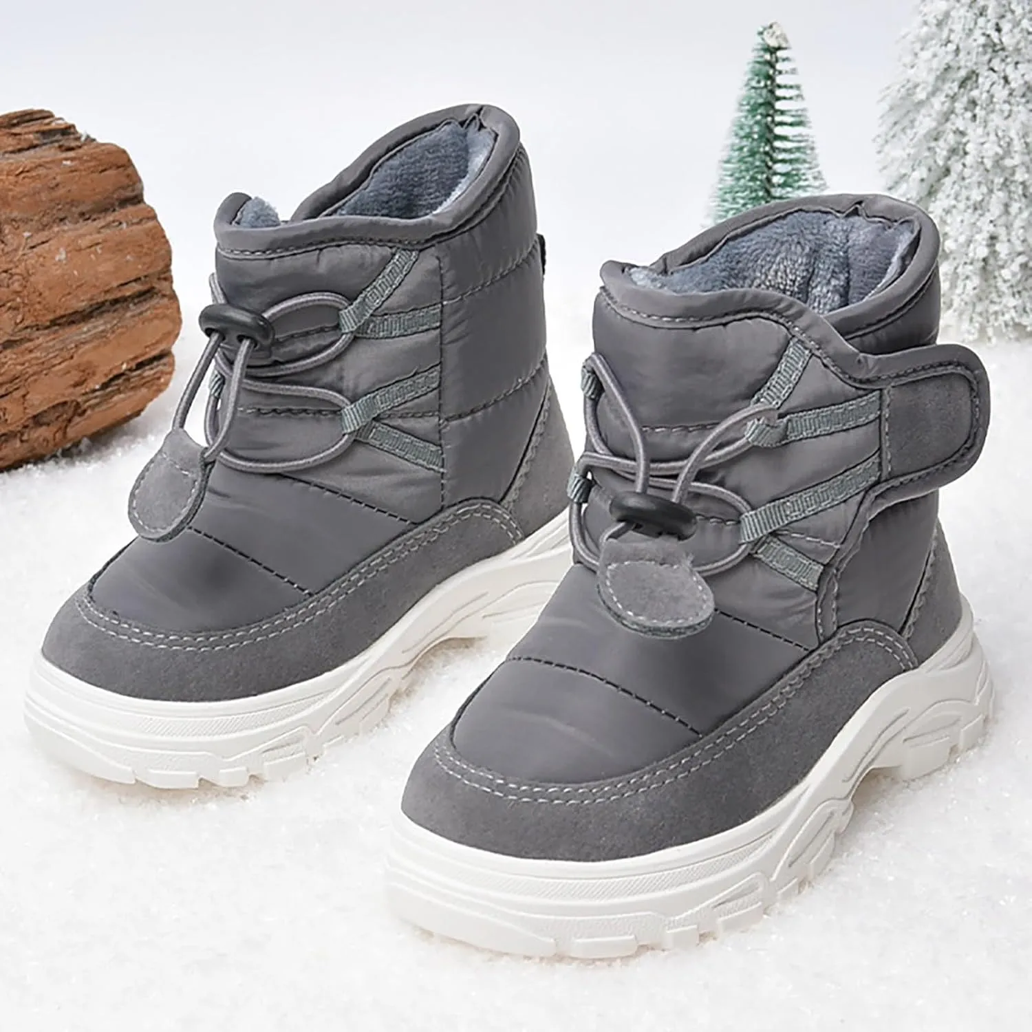 Kids Snow Boots Insulated Winter Snow Boots Faux Fur Lined Winter Warm Unisex Shoes (Toddler/Little Kid/Big Kid)
