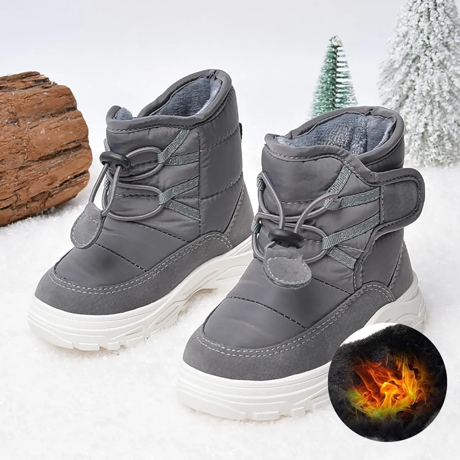 Kids Snow Boots Insulated Winter Snow Boots Faux Fur Lined Winter Warm Unisex Shoes (Toddler/Little Kid/Big Kid)