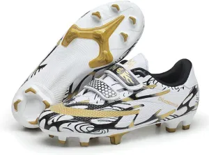 Kids Soccer Cleats Boys Girls Turf/FG/AG Athletic Football Shoes with and Multiple Stud Low-Top Leather Upper Sneakers