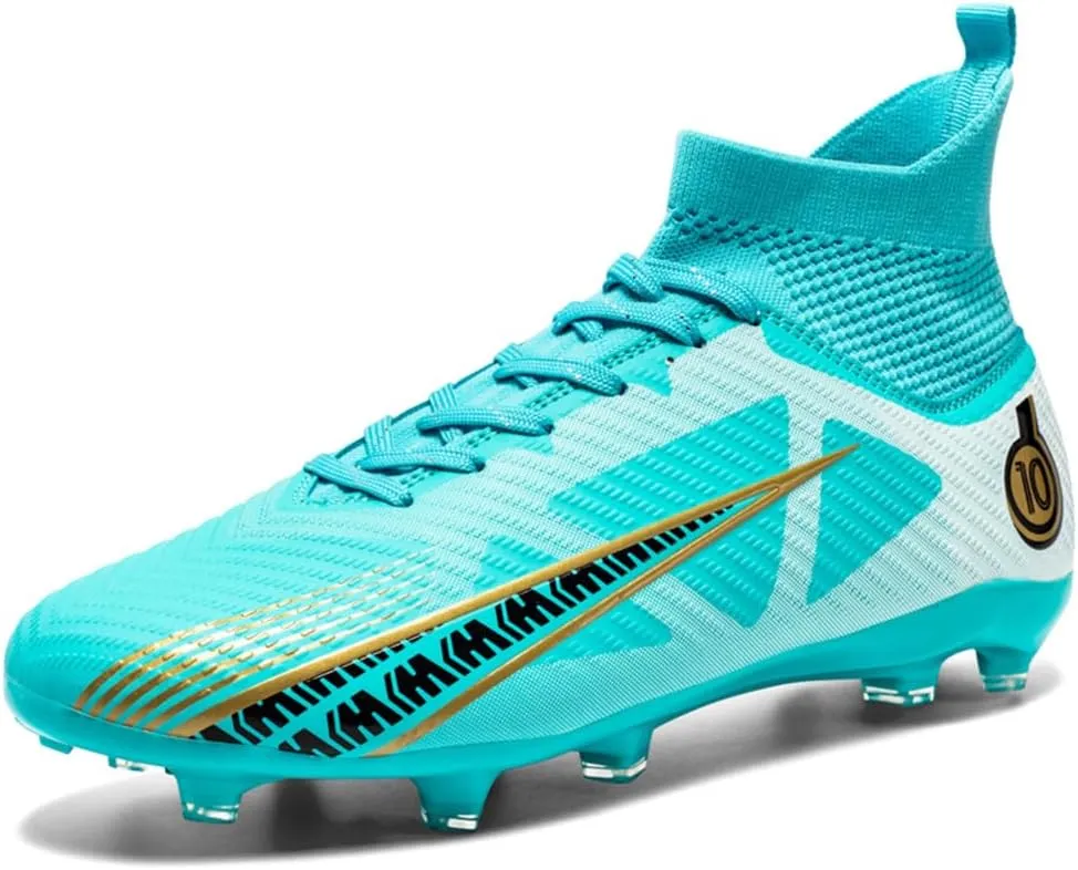 Kids Soccer Cleats High Top Youths Spikes FG Shoes Baseball Ankle-Cuff Athletic Professional Firm Ground Non-Slipping Boys Football Boots