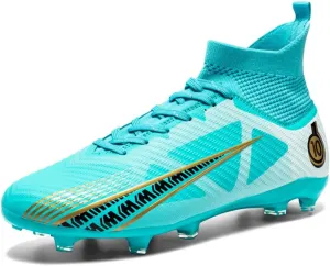 Kids Soccer Cleats High Top Youths Spikes FG Shoes Baseball Ankle-Cuff Athletic Professional Firm Ground Non-Slipping Boys Football Boots