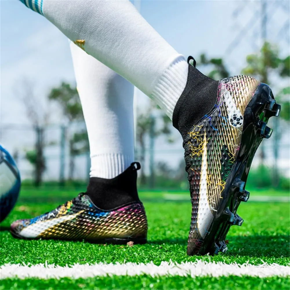 Kids Soccer Cleats High Top Youths Spikes FG Shoes Baseball Ankle-Cuff Athletic Professional Firm Ground Non-Slipping Boys Football Boots