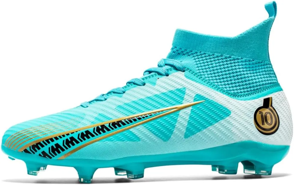 Kids Soccer Cleats High Top Youths Spikes FG Shoes Baseball Ankle-Cuff Athletic Professional Firm Ground Non-Slipping Boys Football Boots