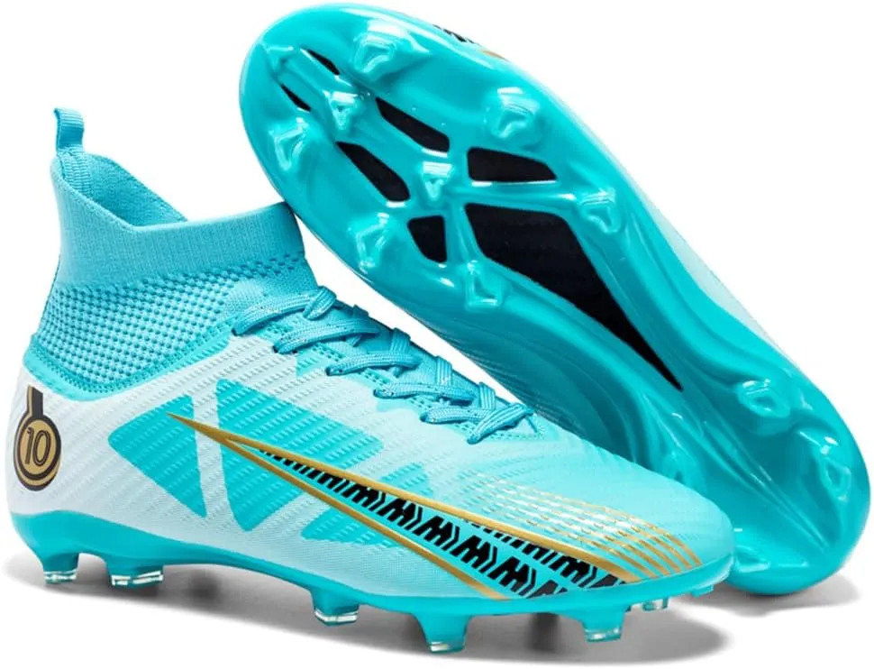 Kids Soccer Cleats High Top Youths Spikes FG Shoes Baseball Ankle-Cuff Athletic Professional Firm Ground Non-Slipping Boys Football Boots
