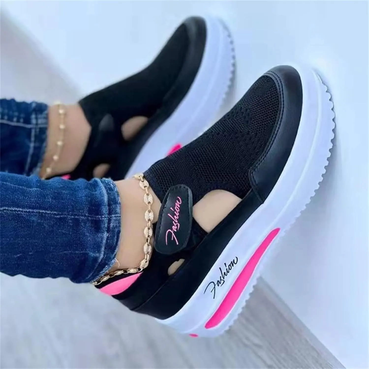 Lausiuoe Sneakers For Women Platform Slip On Canvas Shoes Low Top Fashion Comfortable Classic Casual Walking Flat Loafers