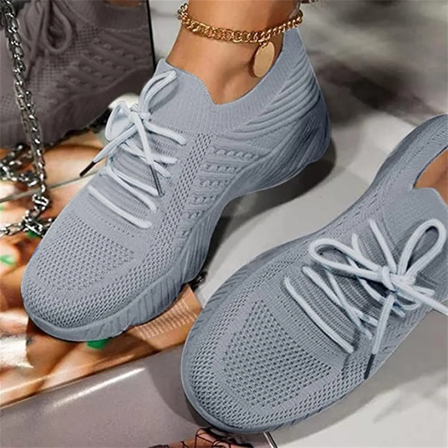 Lausiuoe Sneakers For Women Walking Shoes Comfortable Lightweight Breathable Slip On Sneakers for Women Work Workout Gym