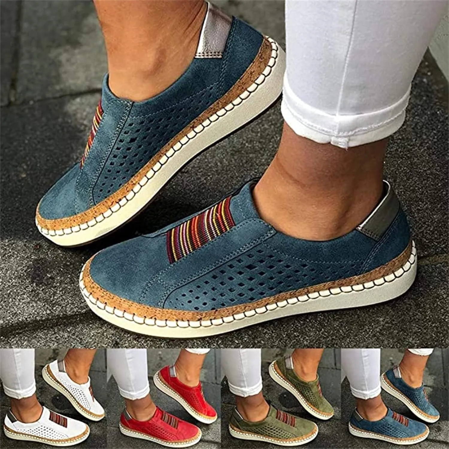 Lausiuoe Sneakers For Women Wide Width Comfortable Canvas Sneakers Low Top Fashion Casual Walking Flat Shoes Loafers