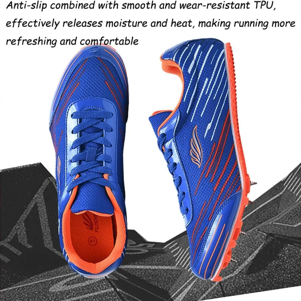 Lightweight Athletic Spikes Shoes Running Trainers 7 Nails Track Race Jumping Sneakers Professional Breathable non-slip for Men women Girls Kids, Track & Field, high jump, standing long jump,32-46 EU