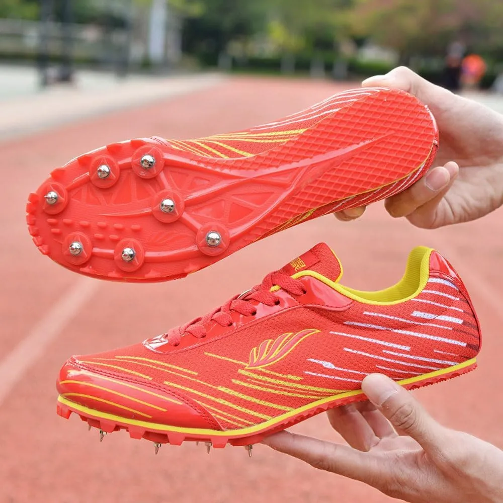 Lightweight Athletic Spikes Shoes Running Trainers 7 Nails Track Race Jumping Sneakers Professional Breathable non-slip for Men women Girls Kids, Track & Field, high jump, standing long jump,32-46 EU