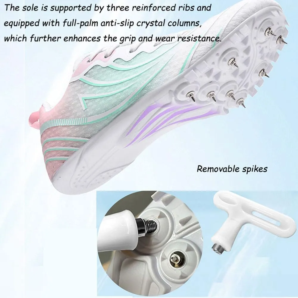 Lightweight Athletic Spikes Shoes Running Trainers 8 Nails Track Race Jumping Sneakers Professional Breathable non-slip for Men women teens, Track & Field, high jump, standing long jump,35-44 EU