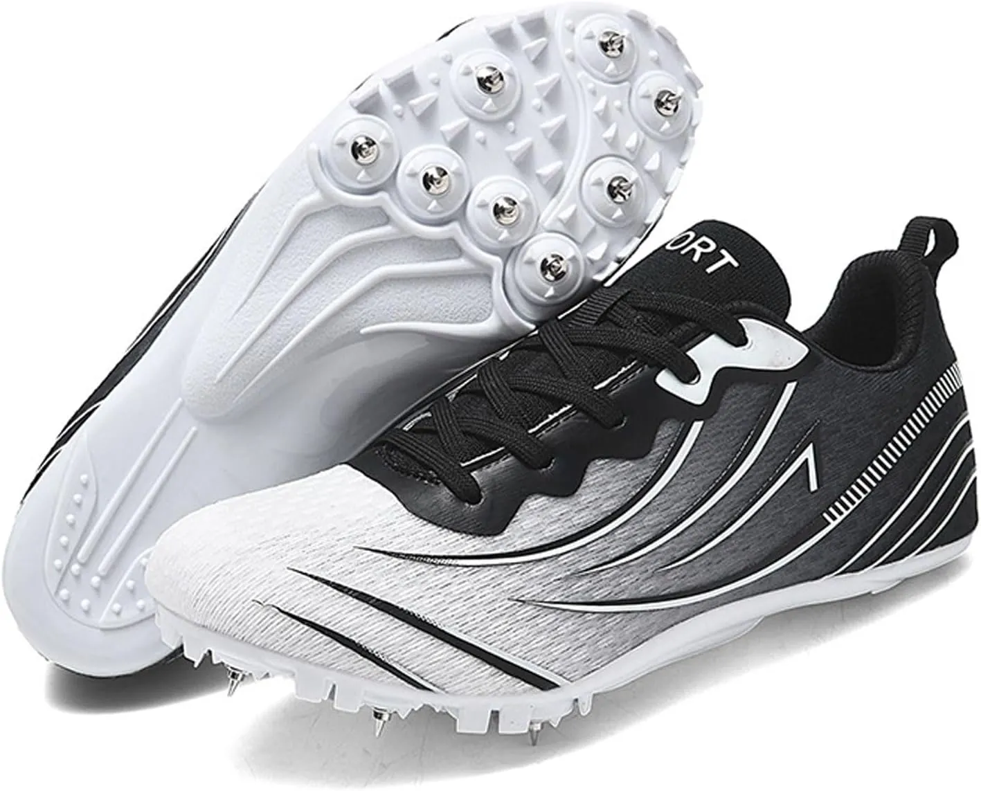 Lightweight Athletic Spikes Shoes Running Trainers 8 Nails Track Race Jumping Sneakers Professional Breathable non-slip for Men women teens, Track & Field, high jump, standing long jump,35-44 EU
