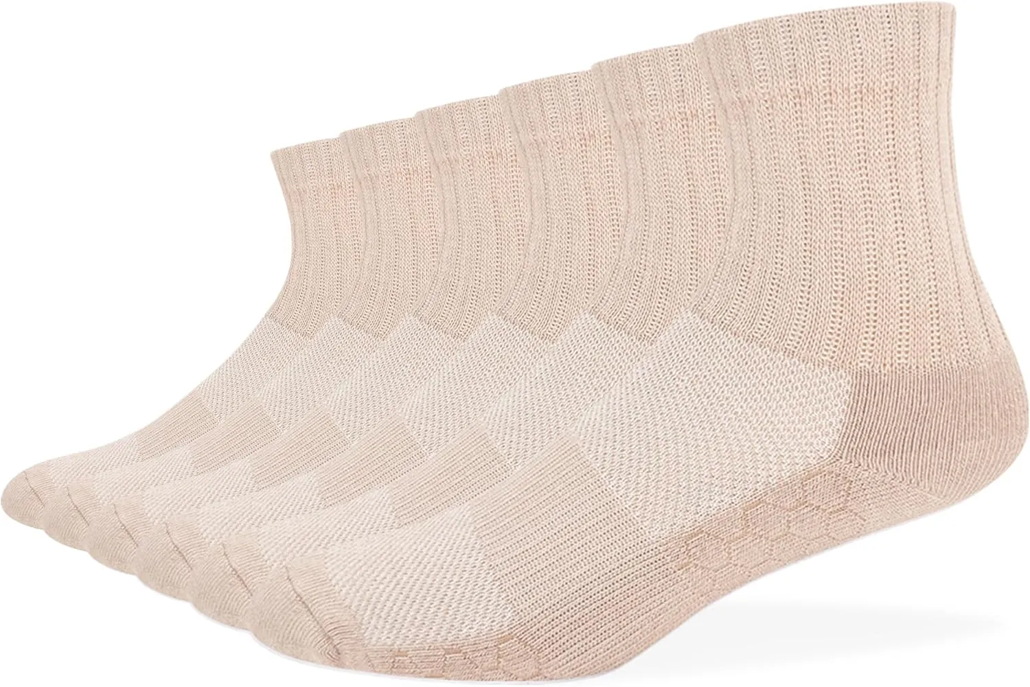 Men's Athletic Quarter Socks Cushioned Moisture Wicking with Arch Support Medium, 6 Pairs